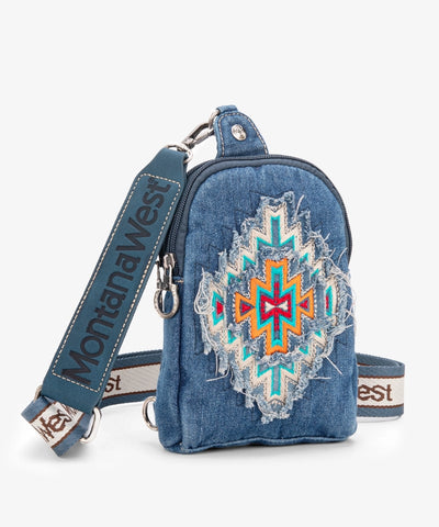 Montana West Aztec Denim Sling Bag - Montana West World