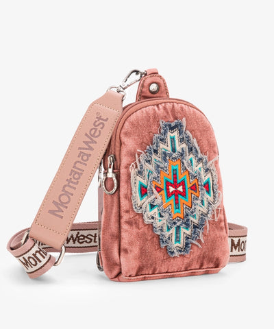 Montana West Aztec Denim Sling Bag - Montana West World