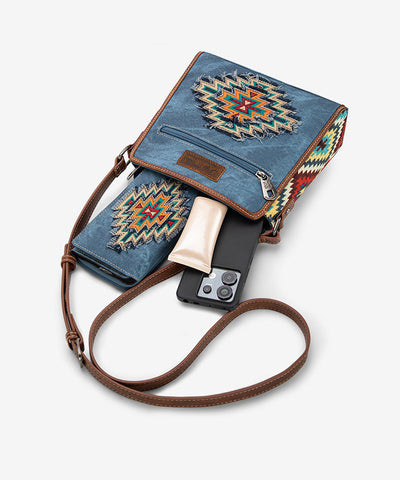 Montana West Aztec Denim Crossbody Bag Set - Montana West World