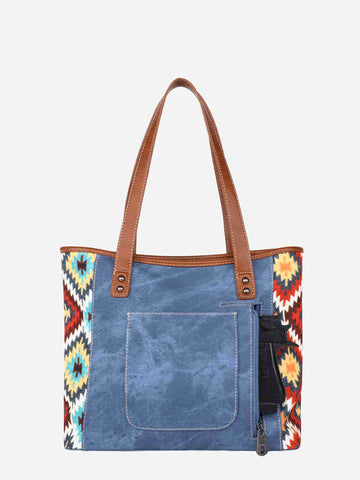 Montana West Aztec Denim Concealed Carry Tote Set - Montana West World