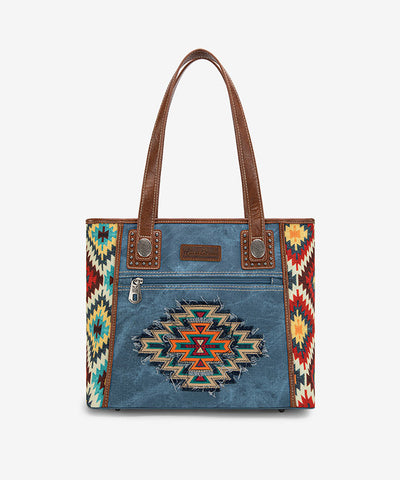 Montana West Aztec Denim Concealed Carry Tote - Montana West World