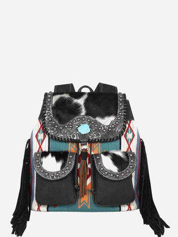 Montana West Aztec Fringe Cowhide Backpack Set - Montana West World