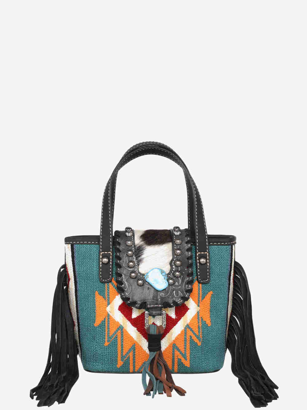 Montana West Hair-On Cowhide Aztec Tapestry Crossbody Mini Tote - Montana West World