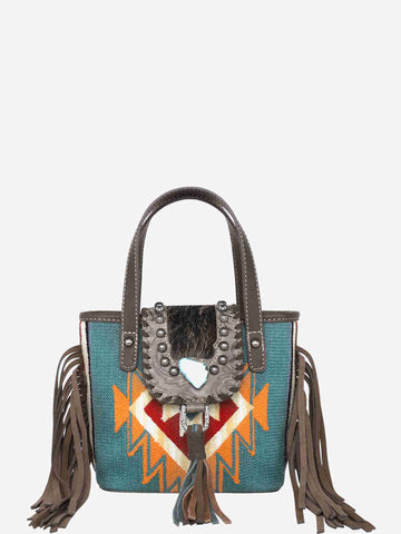 Montana West Hair-On Cowhide Aztec Tapestry Crossbody Mini Tote - Montana West World