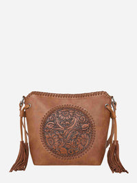 Montana West Brown Vintage Floral Tooled Crossbody Saddle Bag - Montana West World