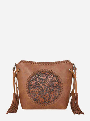 Montana West Vintage Floral Tooled Crossbody Saddle Bag Collection - Montana West World