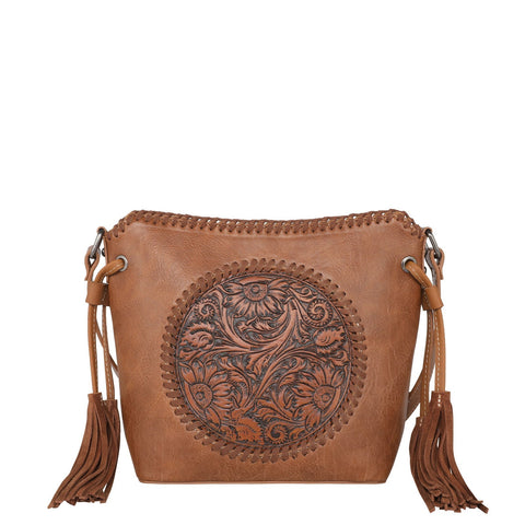 Montana West Vintage Floral Tooled Crossbody Saddle Bag Collection - Montana West World