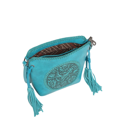 Montana West Vintage Floral Tooled Crossbody Saddle Bag Collection - Montana West World