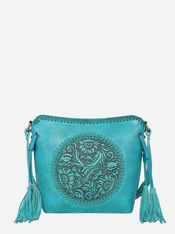 Montana West Vintage Floral Tooled Crossbody Saddle Bag Collection - Montana West World