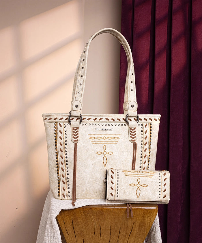 Montana West Diamond Cross Stitch Concealed Carry Tote Bag