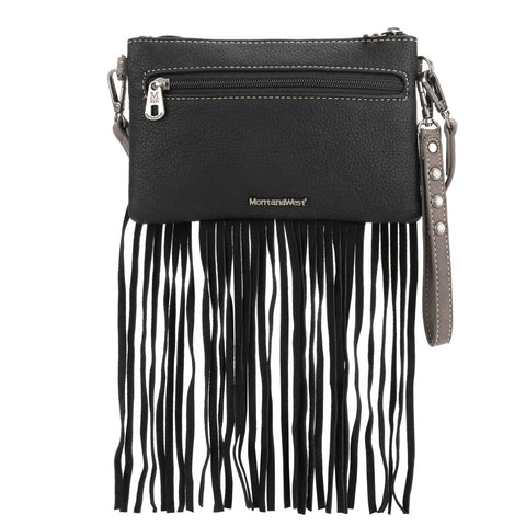 Montana West Embroidered Fringe Crossbody Wristlet - Montana West World