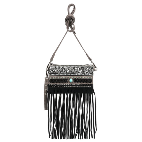 Montana West Embroidered Fringe Crossbody Wristlet - Montana West World