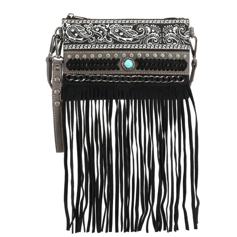 Montana West Embroidered Fringe Crossbody Wristlet - Montana West World