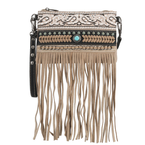 Montana West Embroidered Fringe Crossbody Wristlet - Montana West World