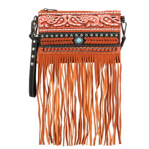 Montana West Embroidered Fringe Crossbody Wristlet - Montana West World