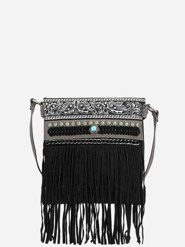 Montana West Embroidered Fringe Concealed Carry Crossbody Bag - Montana West World