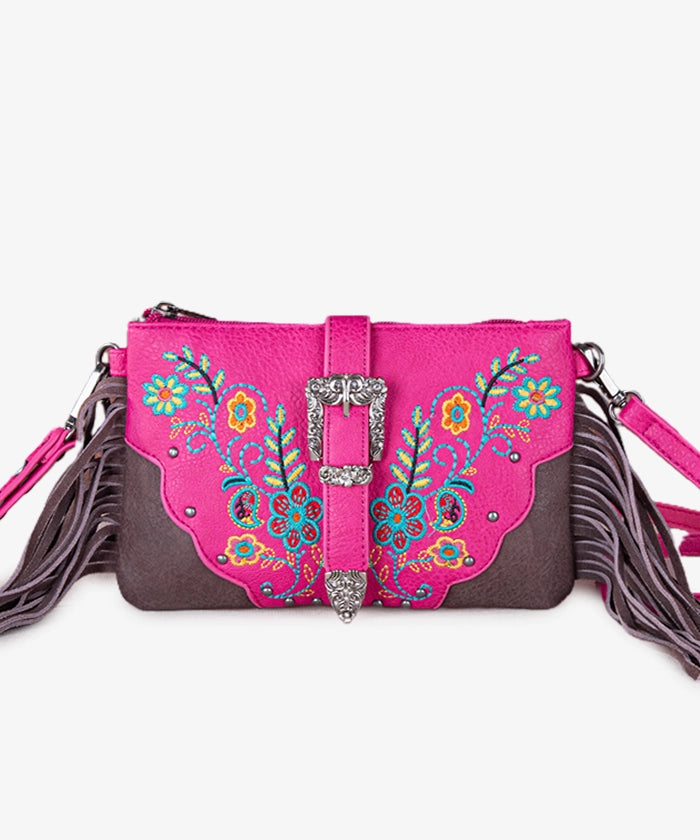 Montana West Floral Embroidered Crossbody Wristlet - Montana West World