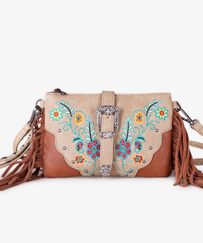 Montana West Floral Embroidered Crossbody Wristlet - Montana West World