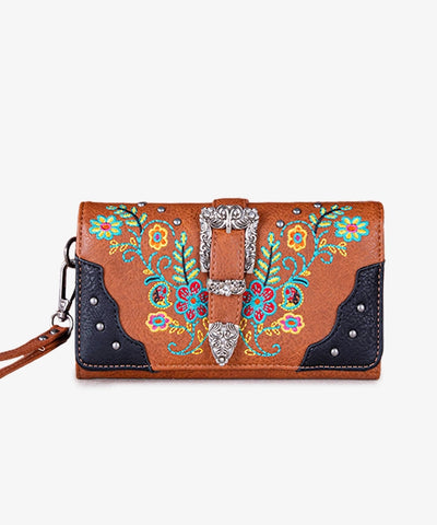 Montana West Floral Embroidered Buckle Wallet - Montana West World