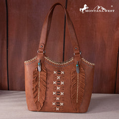 Montana West Feather Whipstitch Tote Bag - Montana West World