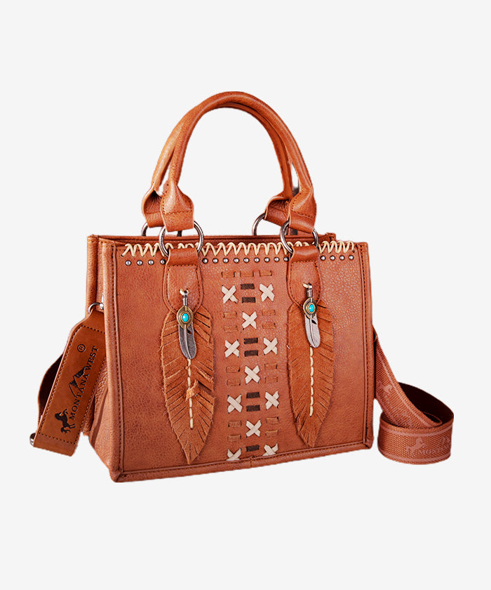 Montana West Whipstitch Feather Tote Bag - Montana West World