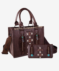 Montana West Whipstitch Feather Tote Bag Set - Montana West World