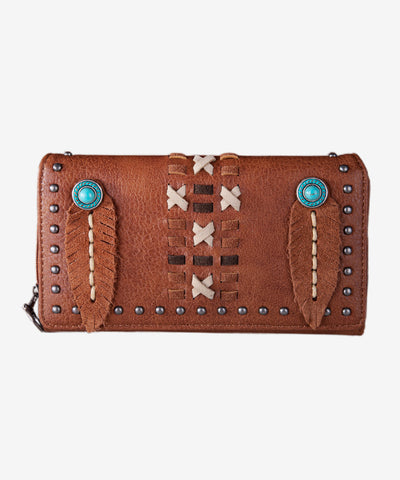 Montana West Feather Whipstitch Wallet - Montana West World