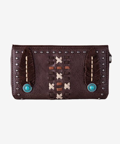 Montana West Feather Whipstitch Wallet - Montana West World