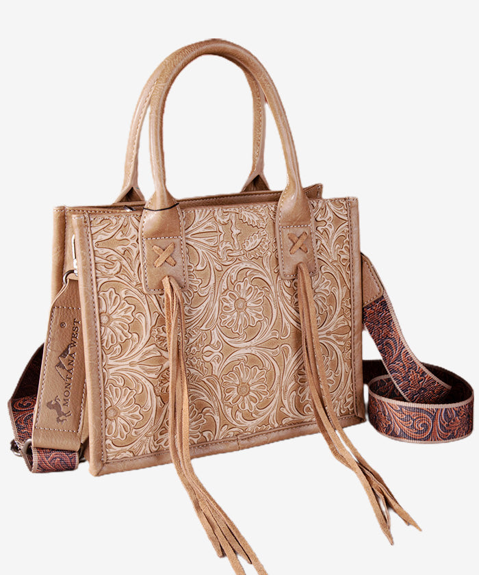 Montana West Fringe Tooled Tote Bag - Montana West World