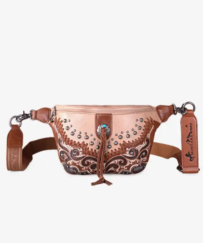 Montana West Studded Whipstitch Fanny Pack - Montana West World