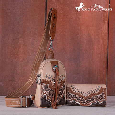 Montana West Embroidered Scroll Cut-out Concealed Carry Bag Set