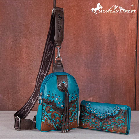 Montana West Embroidered Scroll Cut-out Concealed Carry Bag Set