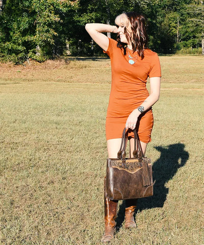 Montana West Tooled Fringe Tote Bag