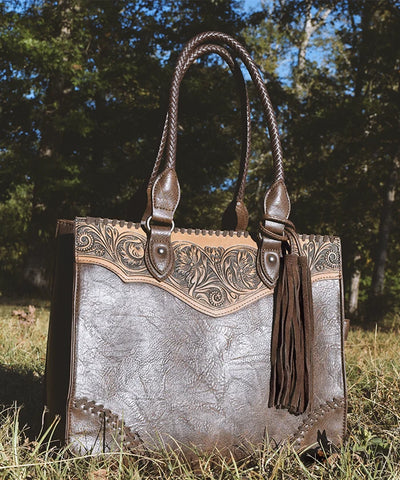 Montana West Tooled Fringe Tote Bag