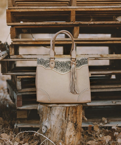Montana West Tooled Fringe Tote Bag