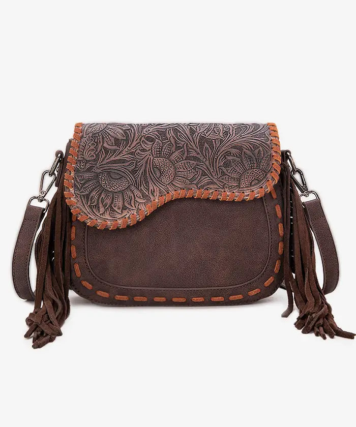 Montana West Tooled Flap Crossbody Bag - Montana West World