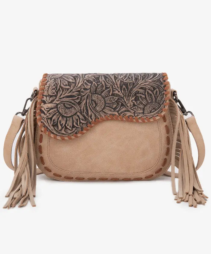 Montana West Tooled Flap Crossbody Bag - Montana West World