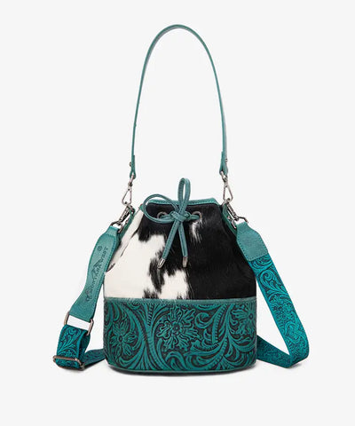 Montana West Cowhide Tooled Bucket Bag - Montana West World