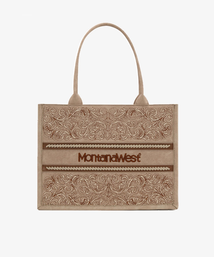 Montana West Pattern Embroidered Concealed Carry Tote - Montana West World