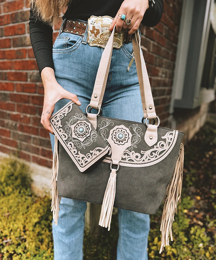 Montana West Cut-out Fringe Concealed Carry Tote Set