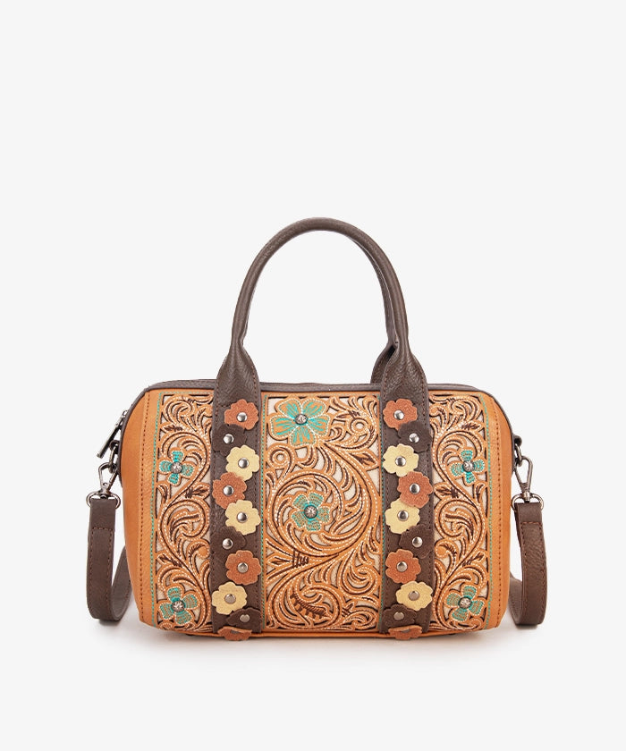 Montana West Embroidered Floral Cut-out Boston Bag Set