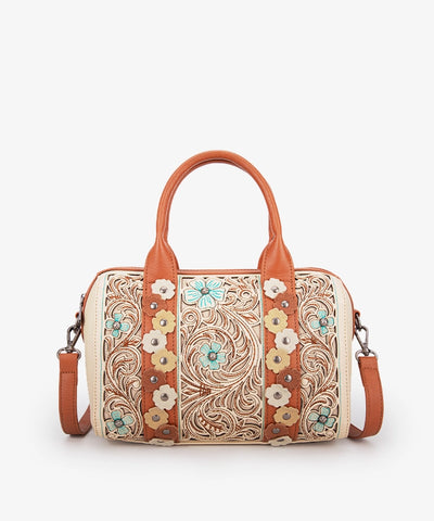 Montana West Embroidered Floral Cut-out Boston Bag Set