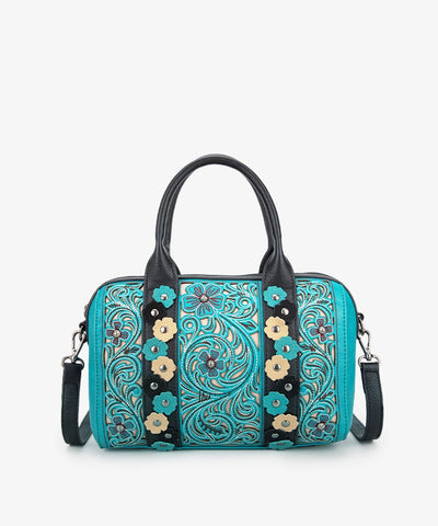 Montana West Embroidered Floral Cut-out Boston Bag Set