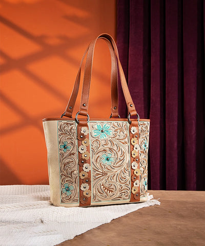 Montana West Embroidered Floral Cut-out Tote Bag