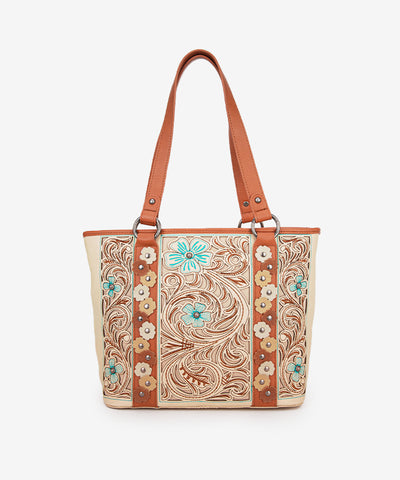 Montana West Embroidered Floral Cut-out Tote Bag