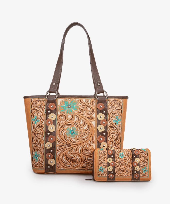 Montana West Embroidered Floral Cut-out Tote Bag