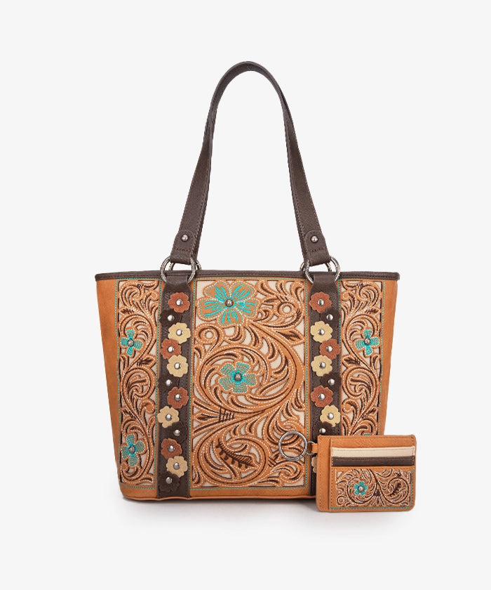 Montana West Embroidered Floral Cut-out Tote Bag