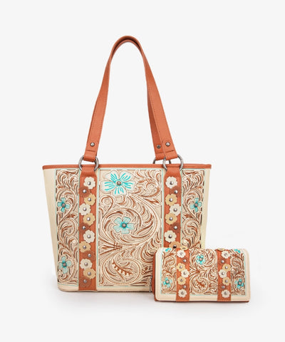 Montana West Embroidered Floral Cut-out Tote Bag