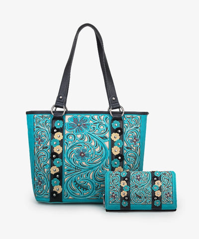 Montana West Embroidered Floral Cut-out Tote Bag