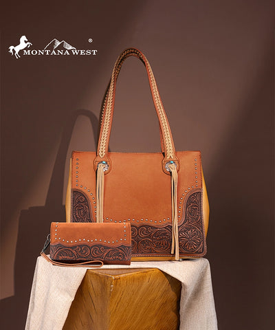 Montana West Tooled Concealed Carry Tote Set